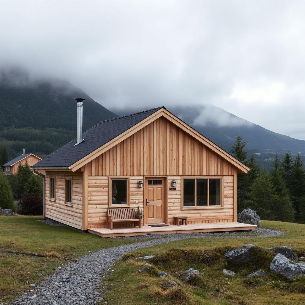 Enkel nordisk hytte i tre